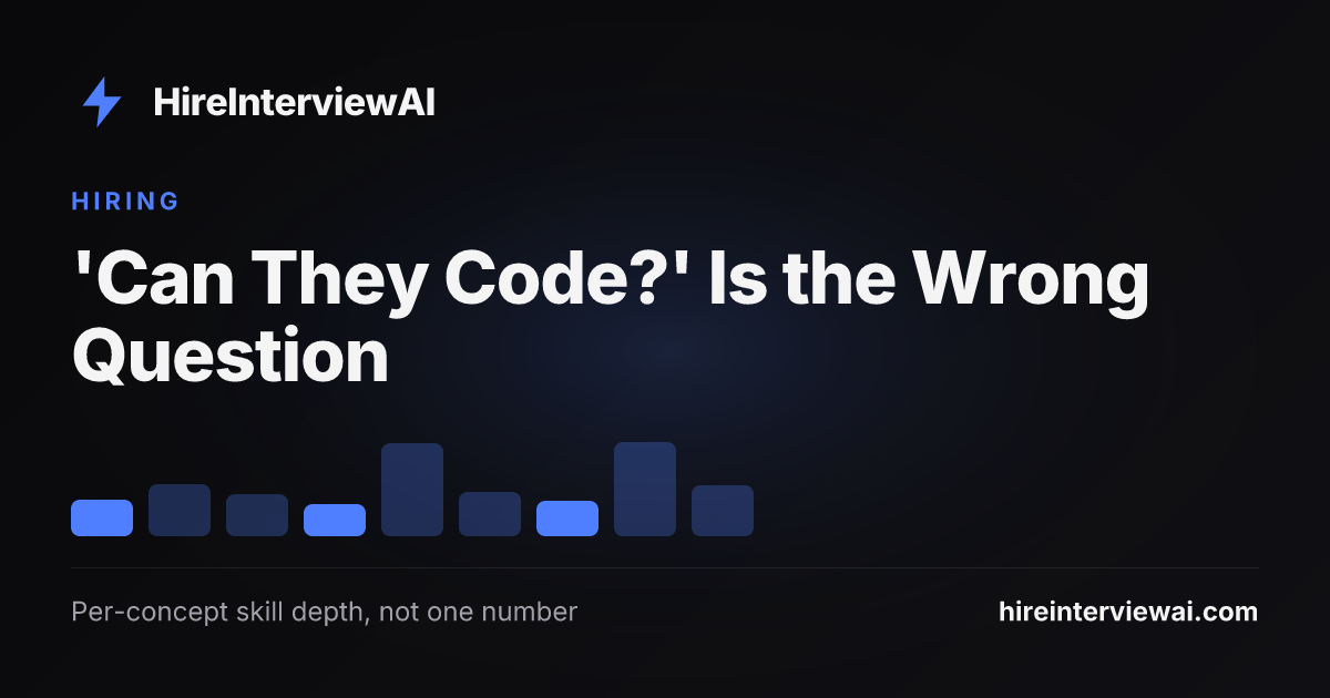 A hiring manager comparing what a coding test score proves with the per-concept, evidence-backed answer a real hiring decision requires