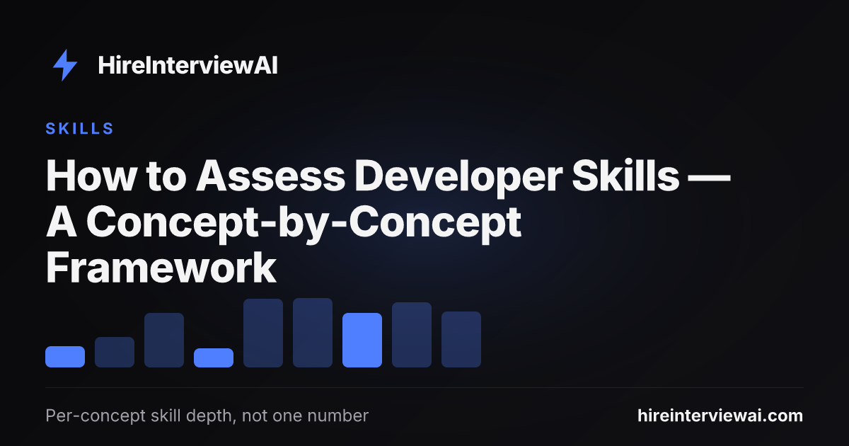 A concept-by-concept developer skills assessment framework mapping role concepts to per-concept depth scores