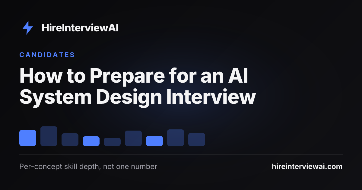 A candidate preparing for an AI system design interview that probes one pinned design problem across six dimensions at adaptive depth