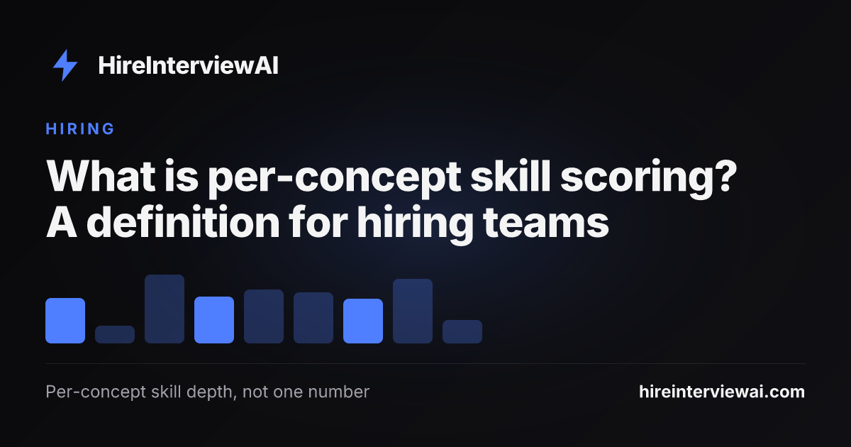 A per-concept skill scoring report showing individual depth scores for each concept a role requires, contrasted with a single blended assessment score
